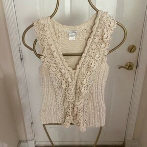Oscar De La Renta crocheted type sleeveless top/vest